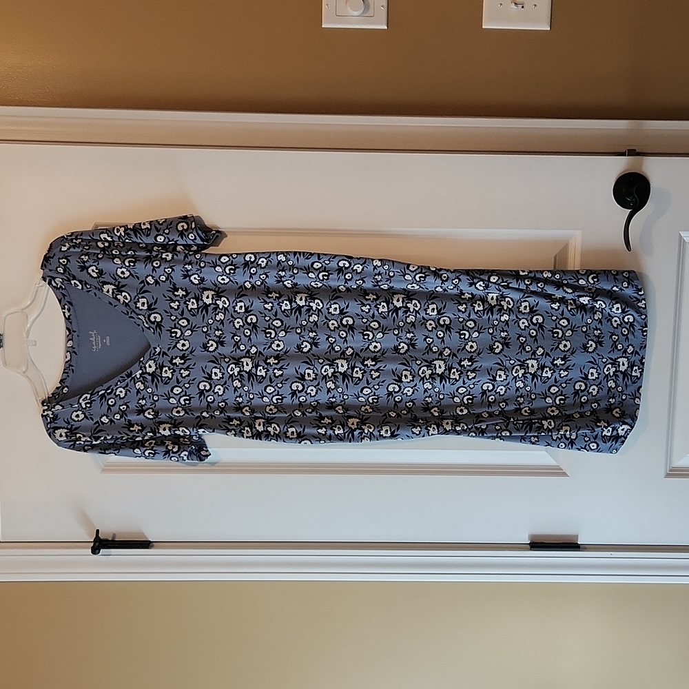 Blue flowered maternity dress